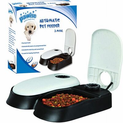 Pawise Double Automatic Pet Feeder with 48-Hour Timer 27x7x24cm