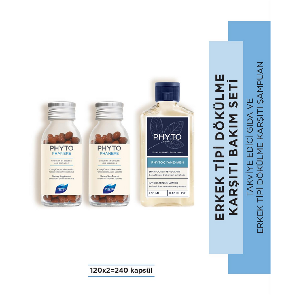 Phyto Phanere 240 Capsules & Phytocyane Men Shampoo 250ml Set