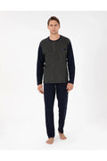 Pierre Cardin 6058 Men's Jacquard Pajama Set in Dark Sax Blue