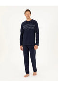 Pierre Cardin Men's Cotton Pajama Set in Navy Blue