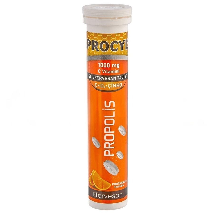 Procyl Propolis & Vitamin C D Zinc Effervescent Tablets 20 Count