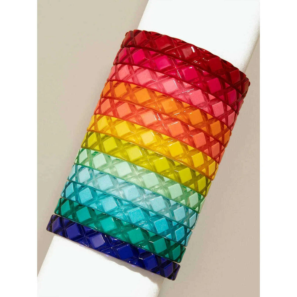 Quilted Resin Bangle Bracelet -WHITE