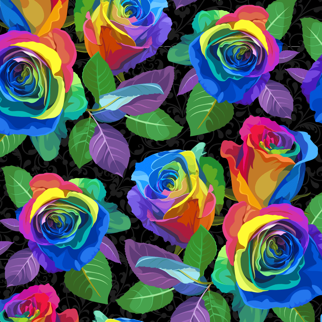 Rainbow Roses Full Length Leggings with Pockets