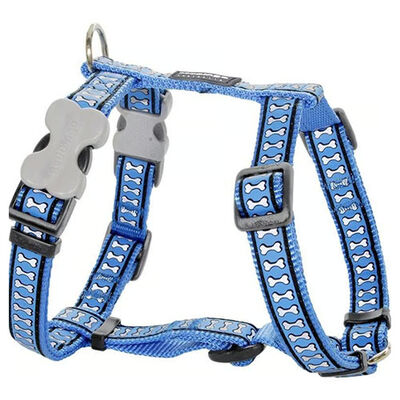Reddingo Blue Bone Pattern Reflective Dog Harness Large 25mm