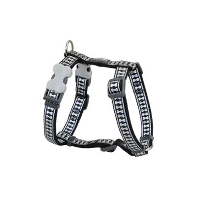 Reddingo Reflective Bone Pattern Black Dog Harness Large 25mm