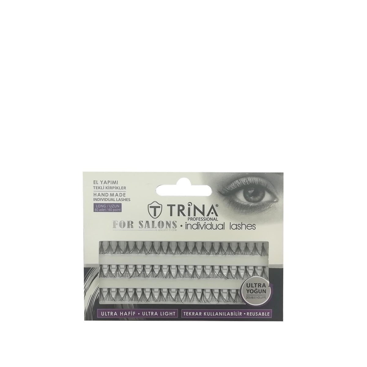 Trina Handmade Individual False Eyelashes - Long, 60 Count - Enhances Natural Beauty with Customizable, Dramatic Lashes