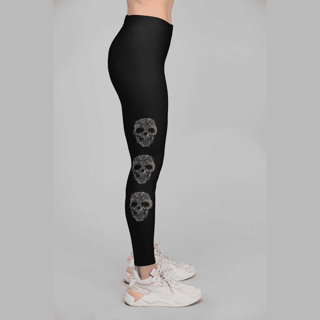 Rhinestone Fancy Skull Leggings Full Pockets