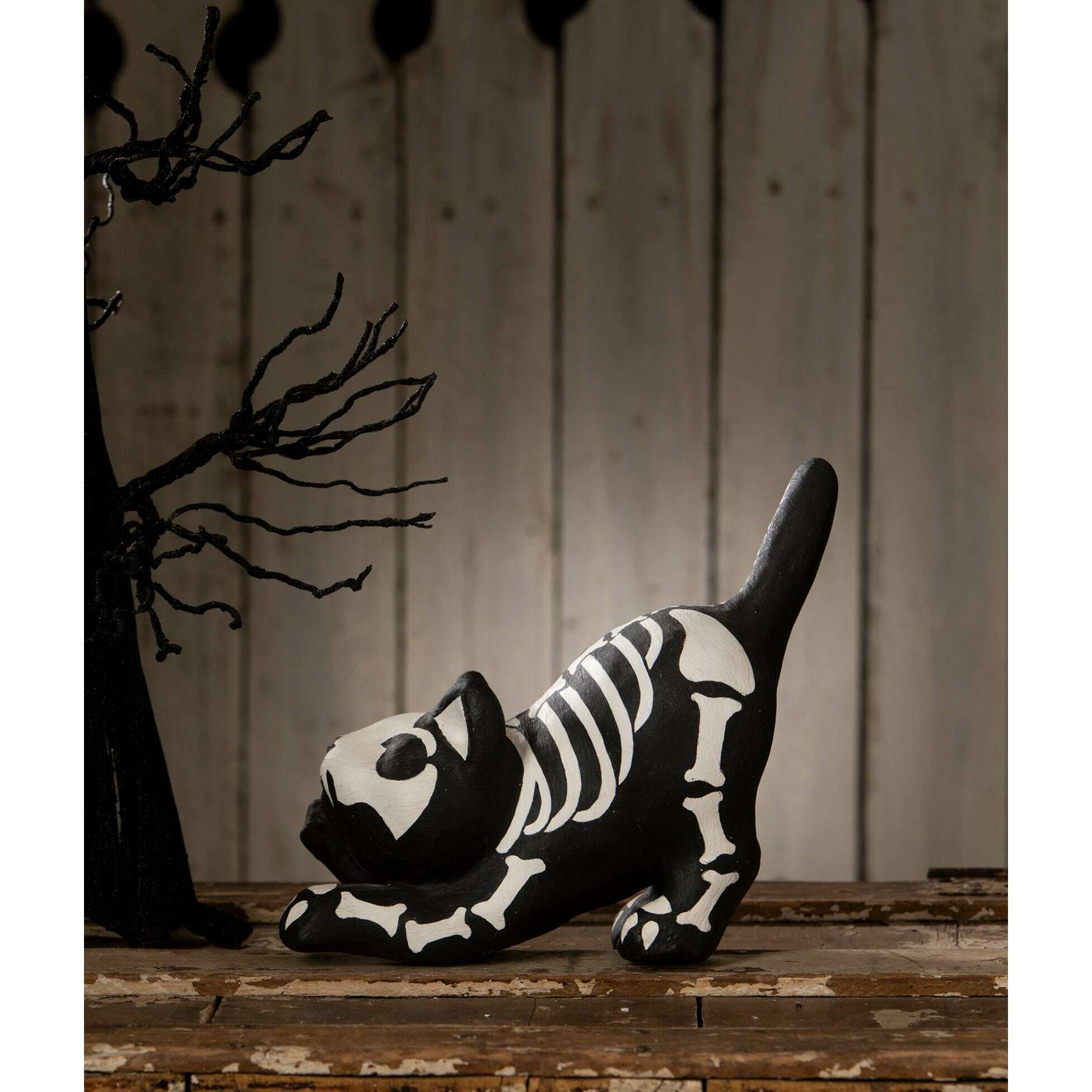 Skeleton Paper Mache Cat | Halloween Decor | Bethany Lowe
