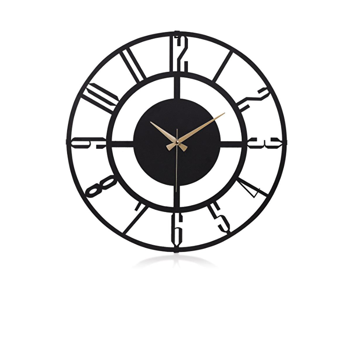 Muyika 50cm Metal Black Wall Clock - Silent Sweep Mechanism, Modern Decor