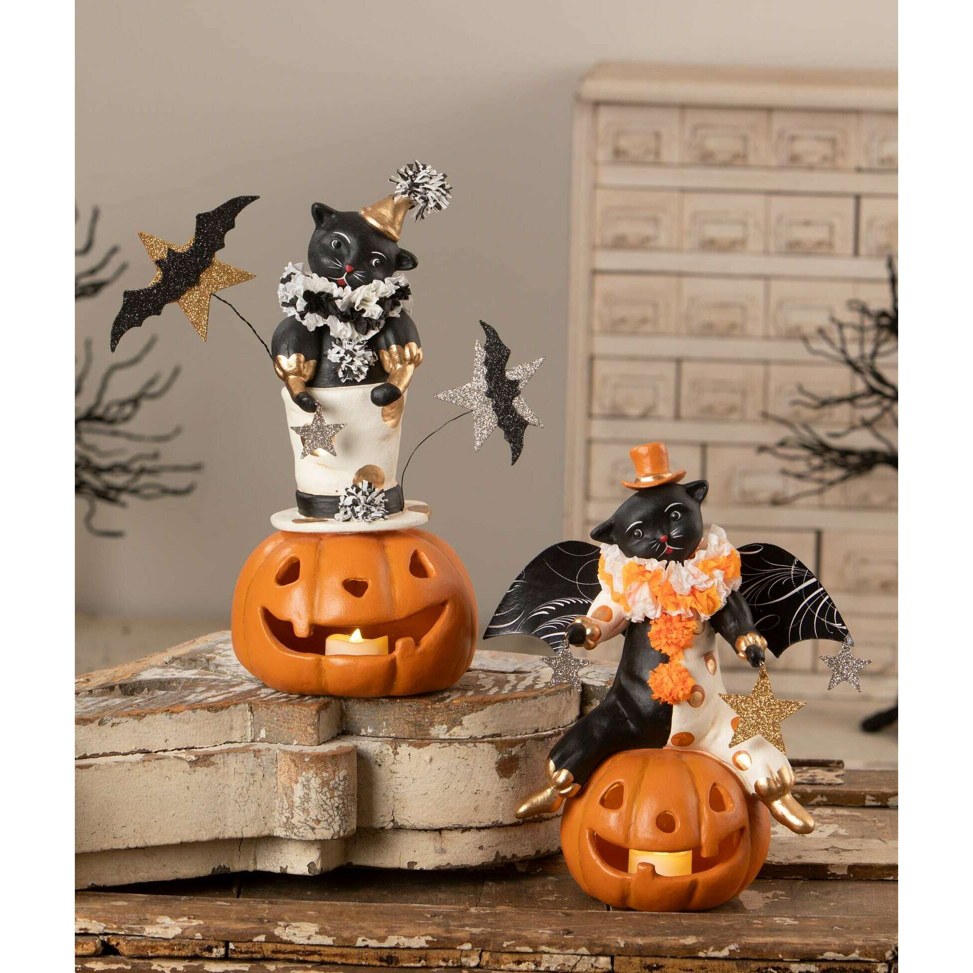 Top Hat Jack with Cat | Halloween Decor | Bethany Lowe