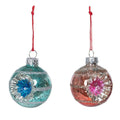 Vintage Reflector Ball Ornaments Pink & Blue Set of 2
