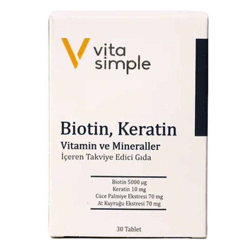 Vita Simple Biotin & Keratin Hair Support Supplement 30 Tablets