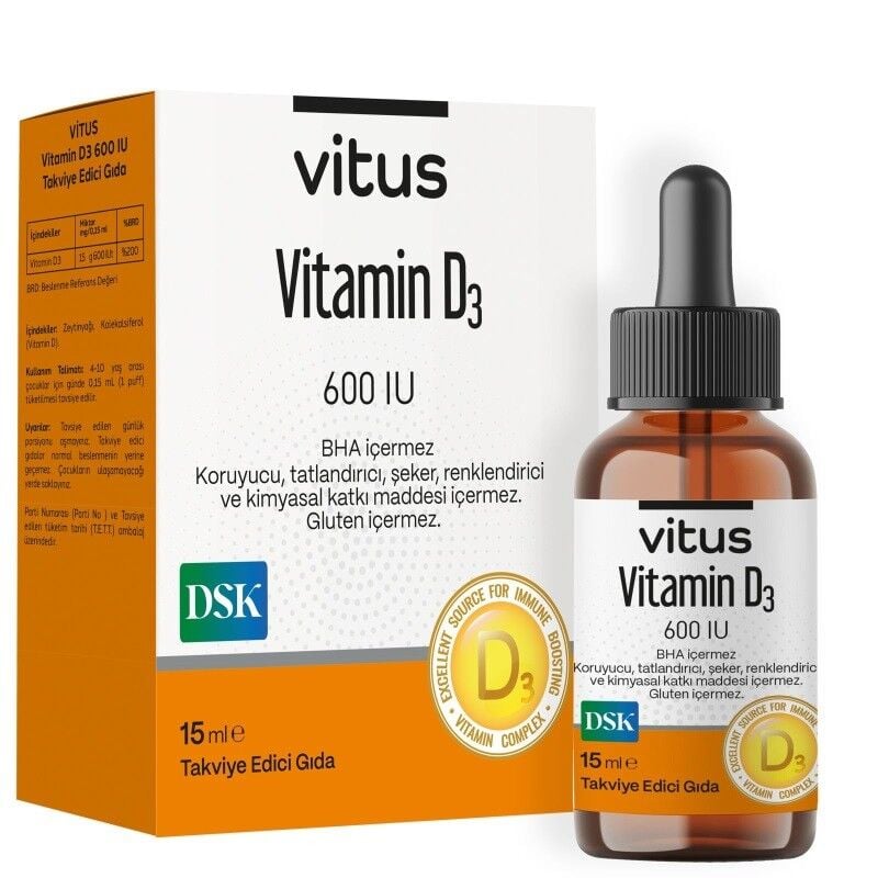 Vitus Vitamin D3 600 IU Dietary Supplement Drops 15ml
