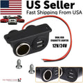 Car Cigarette Lighter Socket Splitter Dual USB Charger Power Adapter Outlet 12V