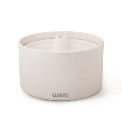Wero Ceramic Automatic Pet Water Fountain Quiet Flow White 2L