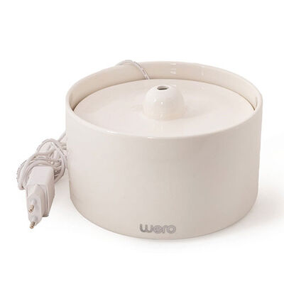Wero Ceramic Automatic Pet Water Fountain Quiet Flow White 2L