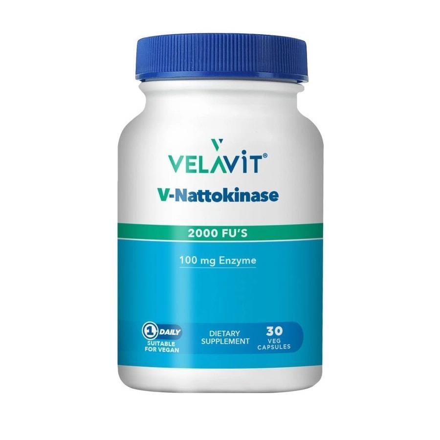 Velavit Nattokinase Dietary Supplement for Cardiovascular Health - 30 Vegetarian Capsules