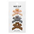 Eklips 3-Piece Marble Ribbon Hair Clips Set