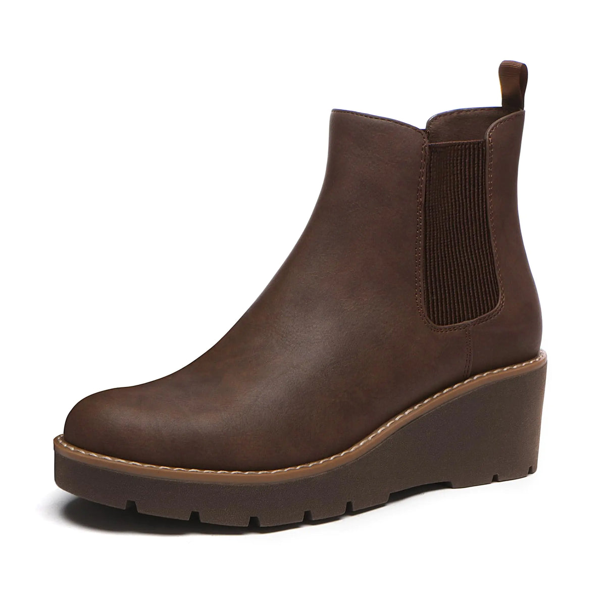 Women's Chelsea Wedge Boots, Brown, Size 6.5