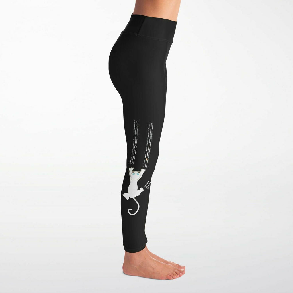 Black Cat Claw Scratch Capri Leggings Rhinestone and Glitter - Black / Cat Print / Cat Lover / Cat Pants / Cat RTS